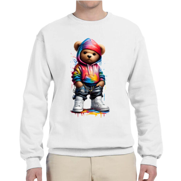 Prid hood bear with a hoodie - Adult NuBlend® Fleece Crew Thumbnail