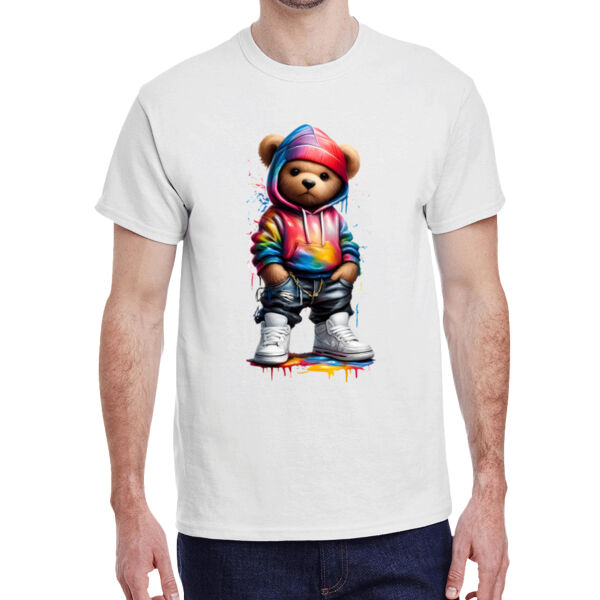 Prid hood bear with a hoodie - Adult Heavy Cotton™ T-Shirt Thumbnail