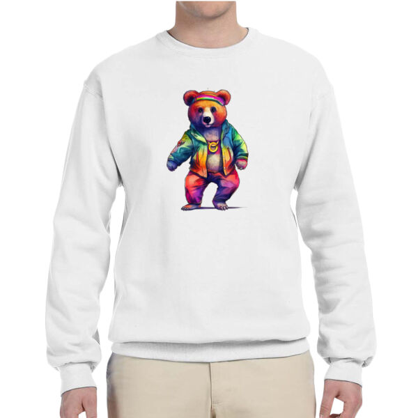 neon dancing bear - Adult NuBlend® Fleece Crew Thumbnail