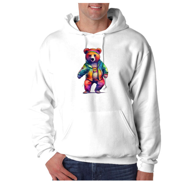 neon dancing bear - Adult Super Sweats® NuBlend® Fleece Pullover Hooded Sweatshirt Thumbnail