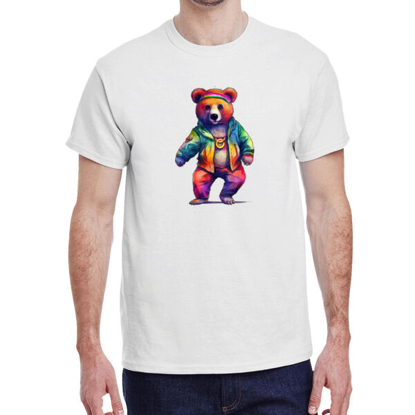 neon dancing bear - Adult Heavy Cotton™ T-Shirt Thumbnail
